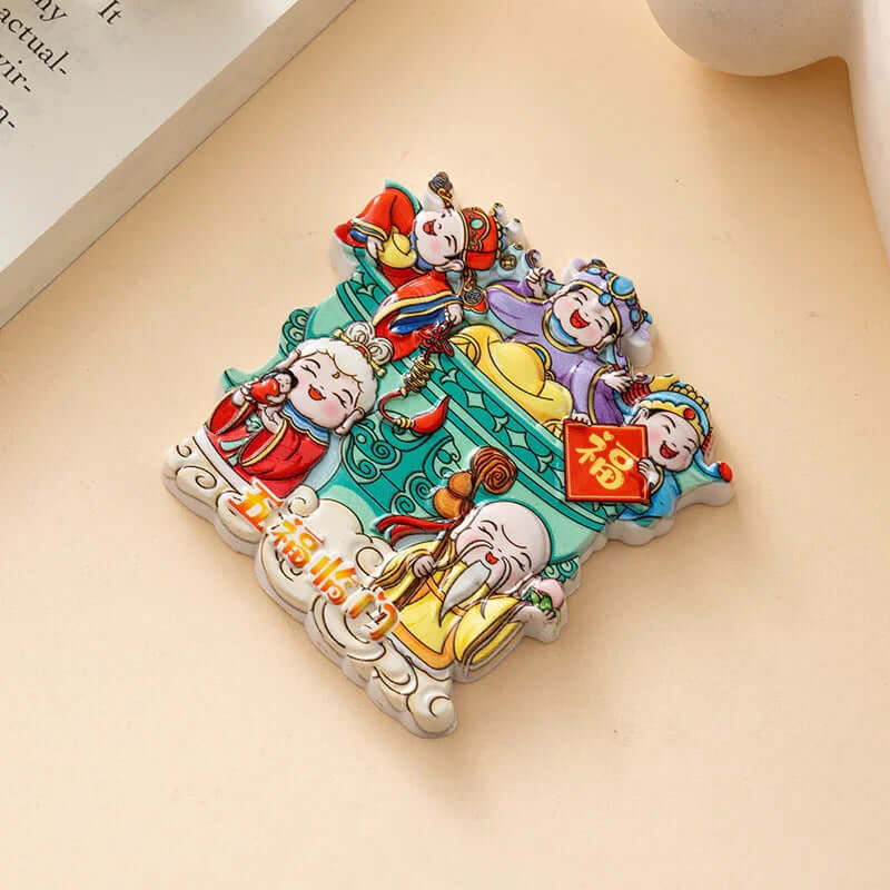TaoVella Five Gods Blessing Fridge Charm – Health Wealth and Harmony - TaoVella