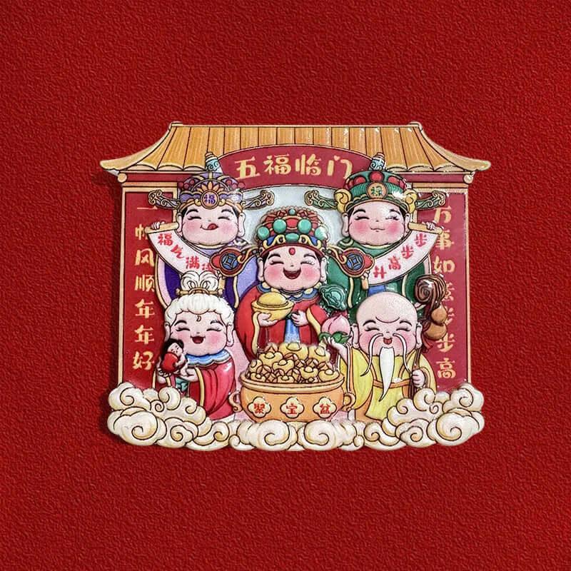TaoVella Five Gods Blessing Fridge Charm – Health Wealth and Harmony - TaoVella