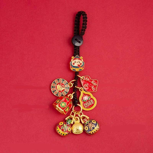 TaoVella Eastern God of Wealth Blessing Bag Keychain for Career, Peace, and Prosperity - TaoVella