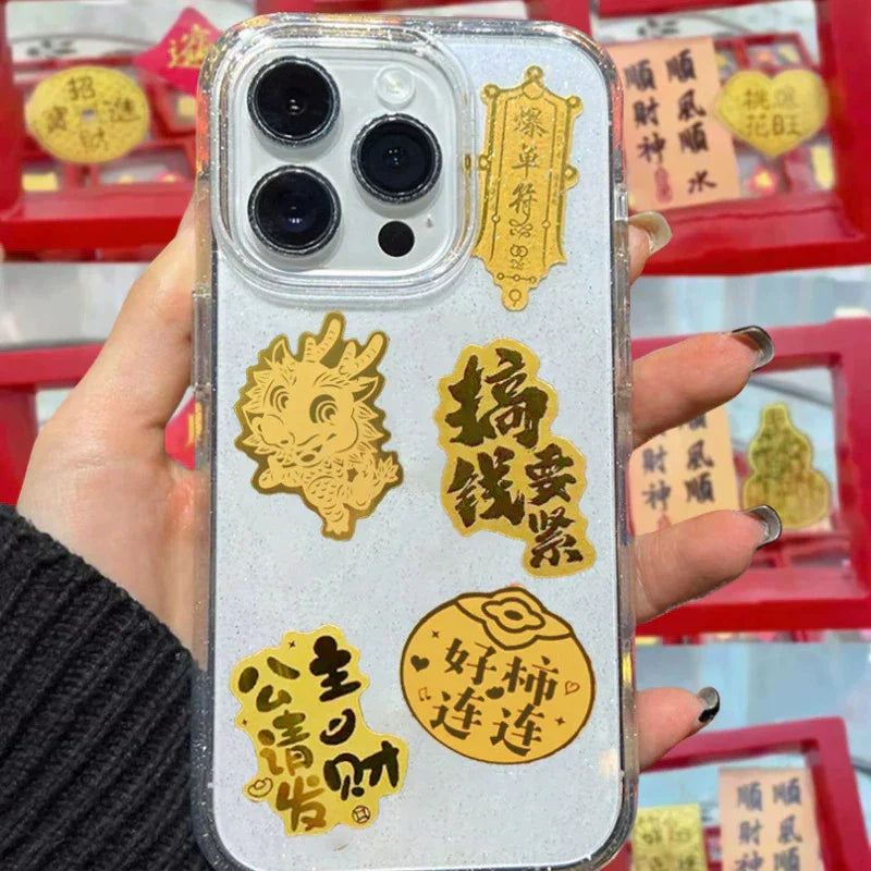 TaoVella 999 Gold Wealth Attracting Guardian Energy Good Luck Phone Gold Sticker - Spiritual Jewelry for Wealth, Protection & Healing | TaoVella