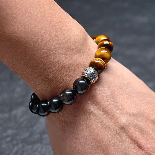 TaoVella Obsidian Tiger Eye Karma Wheel Protection Bracelet (Inspired by Wukong) - TaoVella