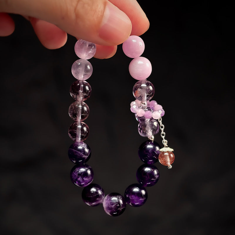 TaoVella Natural Amethyst Nine Purple Li Fire Career and Wealth Protection Bracelet - TaoVella