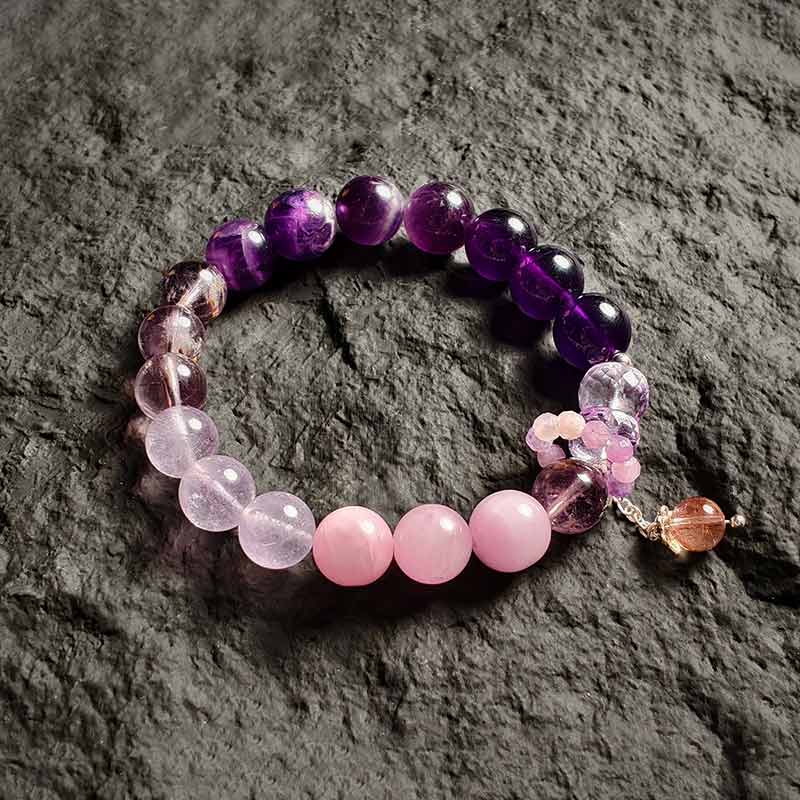 TaoVella Natural Amethyst Nine Purple Li Fire Career and Wealth Protection Bracelet - TaoVella
