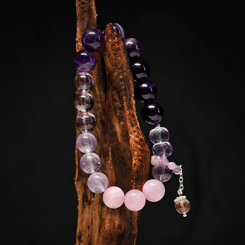 TaoVella Natural Amethyst Nine Purple Li Fire Career and Wealth Protection Bracelet - TaoVella