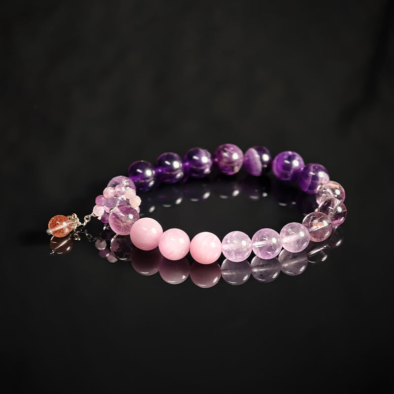 TaoVella Natural Amethyst Nine Purple Li Fire Career and Wealth Protection Bracelet - TaoVella