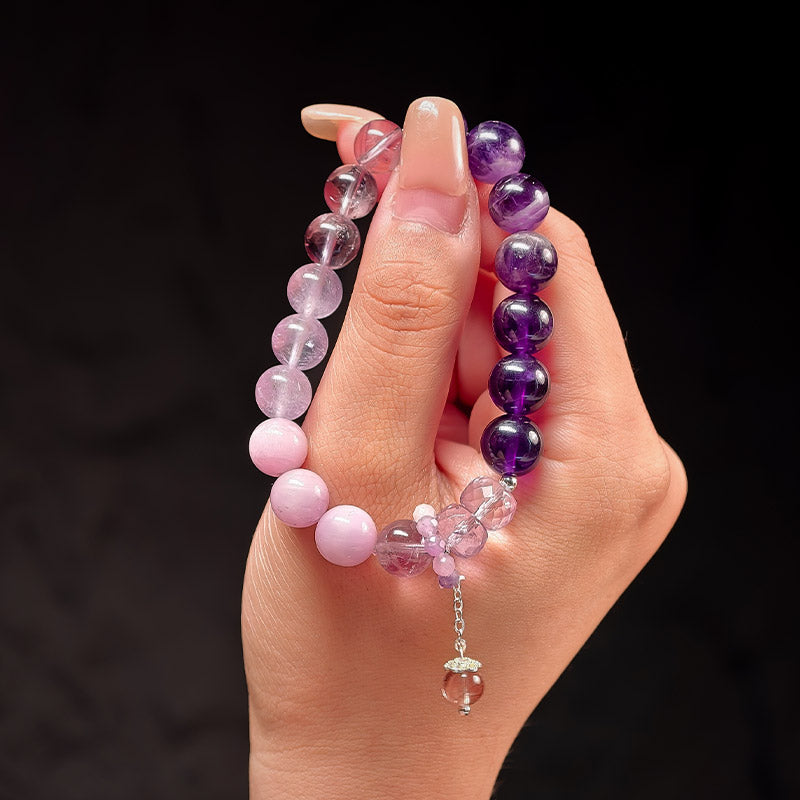 TaoVella Natural Amethyst Nine Purple Li Fire Career and Wealth Protection Bracelet - TaoVella