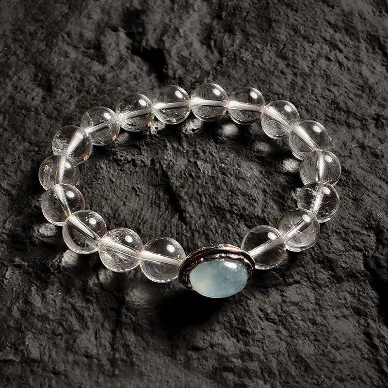 TaoVella 3A White Crystal Protection Bracelet for Confidence, Courage & Spiritual Energy