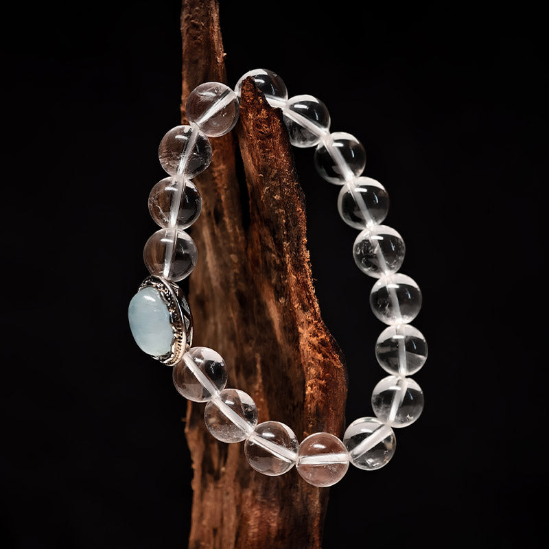 TaoVella 3A Grade Natural White Crystal Confidence Guardian - Spiritual Courage Twin Energy - TaoVella