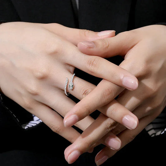 TaoVella Snake Year Guardian Zodiac 925 Silver Spiritual Snake Good Luck Protective Ring - TaoVella