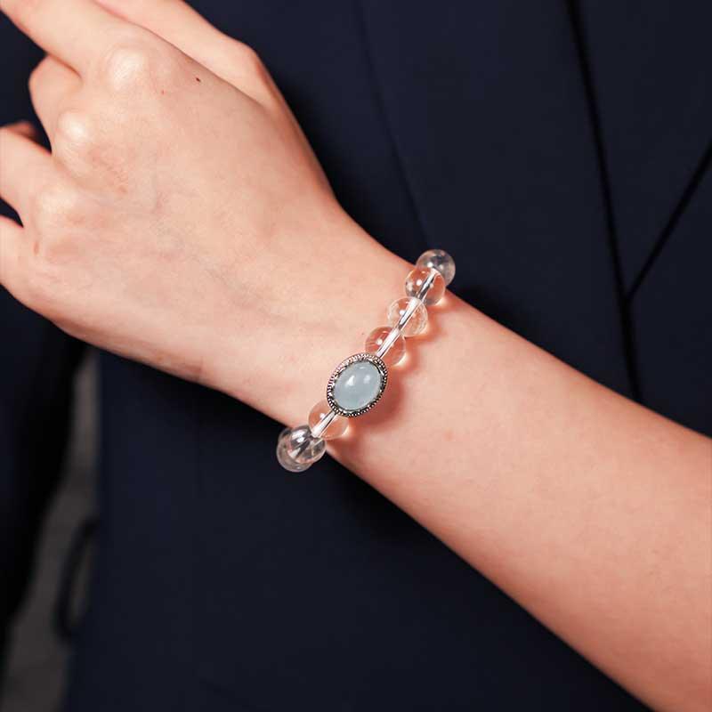 TaoVella 3A White Crystal Protection Bracelet for Confidence, Courage & Spiritual Energy - TaoVella