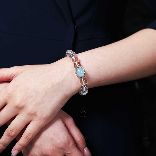 TaoVella 3A White Crystal Protection Bracelet for Confidence, Courage & Spiritual Energy - TaoVella
