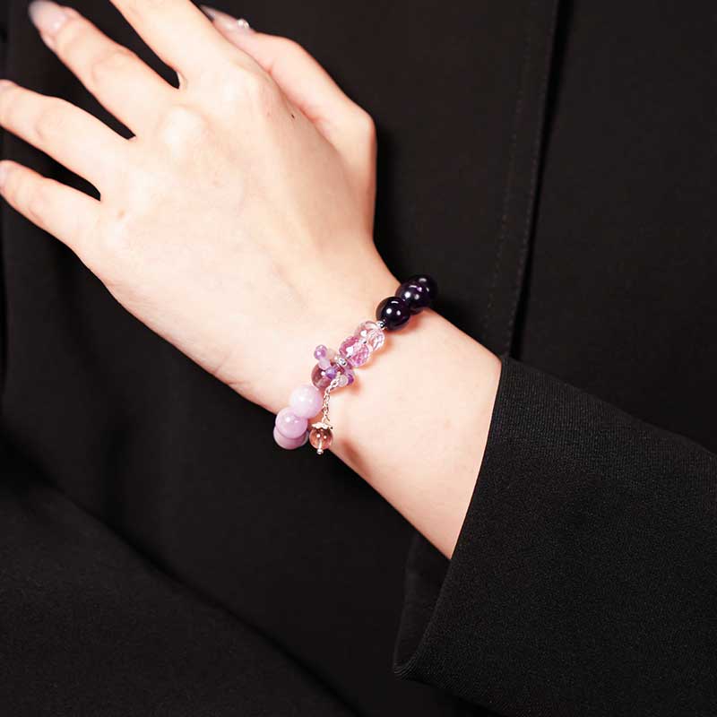 TaoVella Natural Amethyst Nine Purple Li Fire Career and Wealth Protection Bracelet