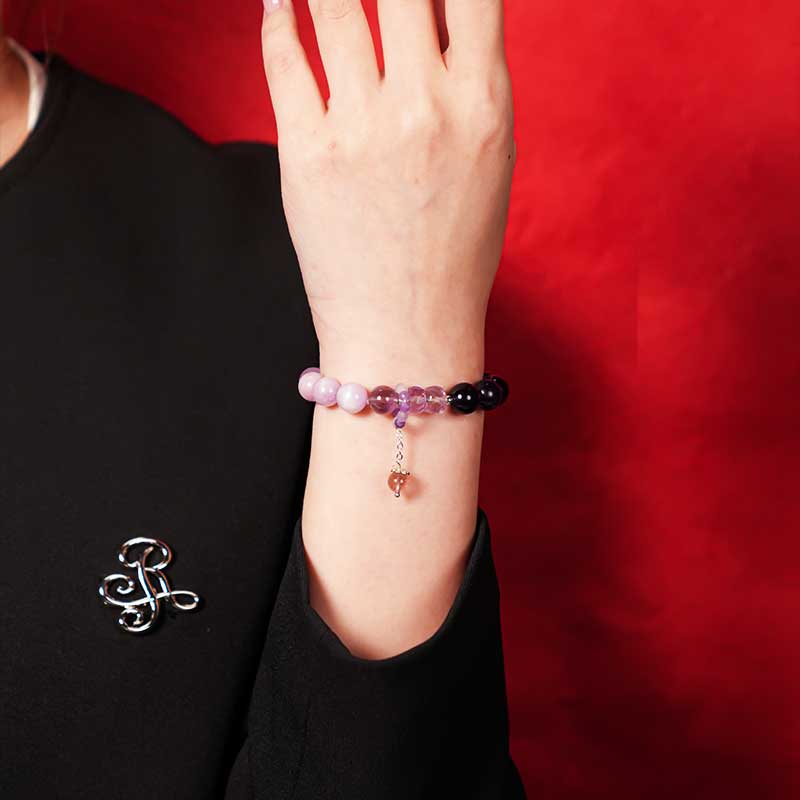 TaoVella Natural Amethyst Nine Purple Li Fire Career and Wealth Protection Bracelet