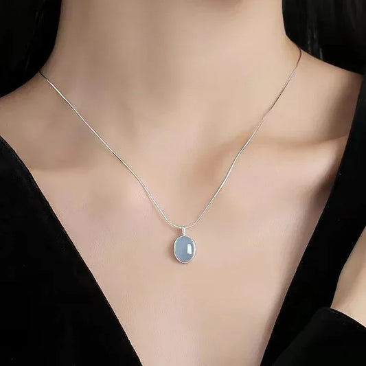 TaoVella Natural Aquamarine & Sterling Silver Healing Good Luck Necklace - TaoVella