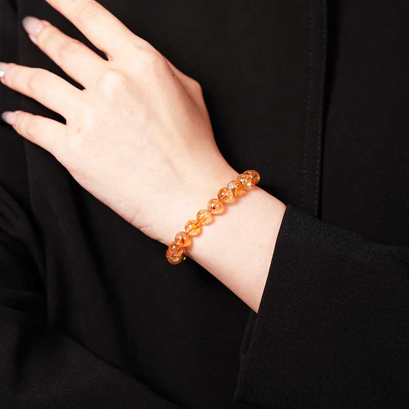 TaoVella Natural Citrine Energy for Wealth & Protection Bracelet Good Luck Crystal Bracelet
