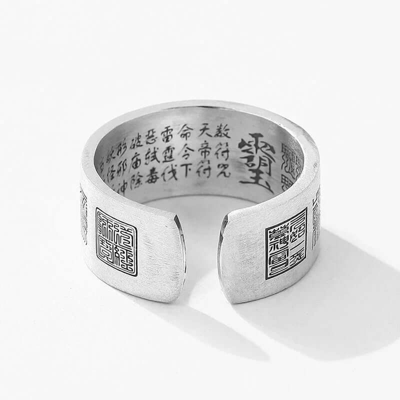TaoVella 925 Silver Taoist Golden Light Mantra Spiritual Healing Protection Ring (Adjustable) - TaoVella