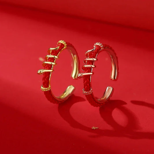 TaoVella Year of the Snake ring – 14K Gold-Tone Red Cord Lucky Ring (Adjustable) - TaoVella