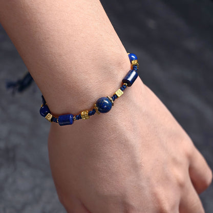 TaoVella Lapis Lazuli Handwoven Tibetan Wisdom and Good Fortune Spiritual Protection Bracelet