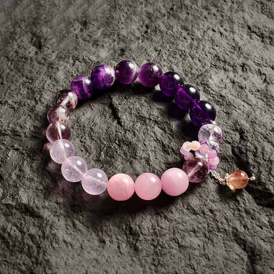 TaoVella Natural Amethyst Nine Purple Li Fire Career and Wealth Protection Bracelet - TaoVella