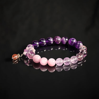 TaoVella Natural Amethyst Nine Purple Li Fire Career and Wealth Protection Bracelet - TaoVella