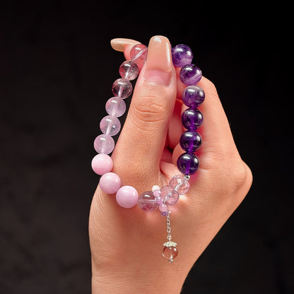 TaoVella Natural Amethyst Nine Purple Li Fire Career and Wealth Protection Bracelet - TaoVella