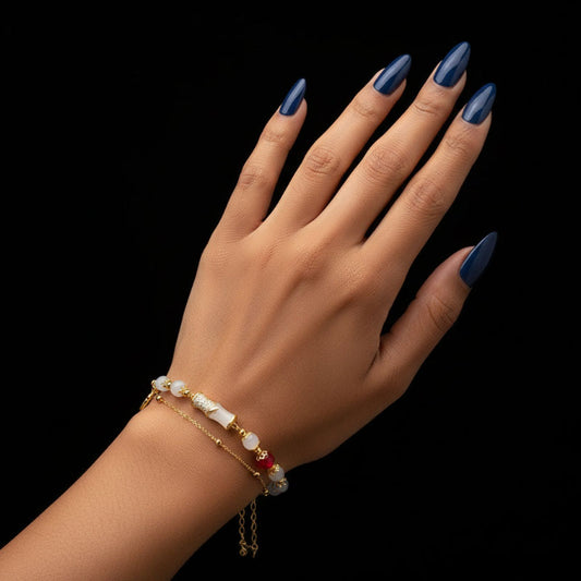 TaoVella Fortune Calm – White Jade Bamboo Cinnabar Prosperity Guardian Bracelet