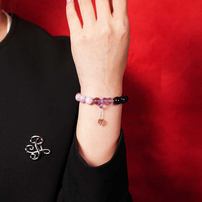 TaoVella Natural Amethyst Nine Purple Li Fire Career and Wealth Protection Bracelet
