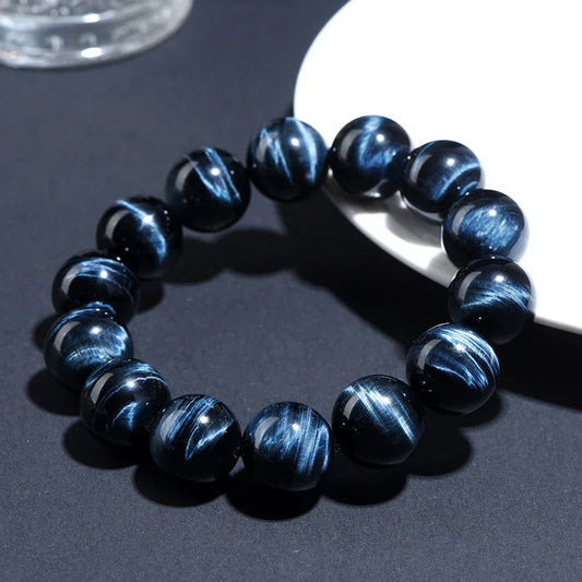 TaoVella Natural Blue Tiger Eye Career Wealth Good Luck Bracelet - TaoVella