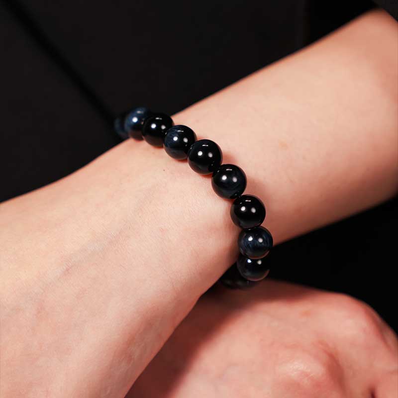 TaoVella Natural Blue Tiger Eye Career Wealth Good Luck Bracelet
