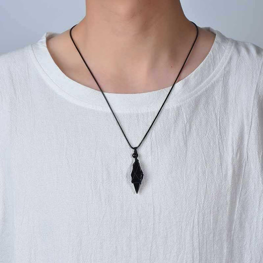 TaoVella Natural Obsidian Handmade Protective Good Luck Necklace - TaoVella