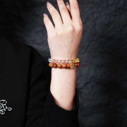 TaoVella Natural White Crystal and Sandalwood Career and Wealth Protection Spiritual Energy Bracelet