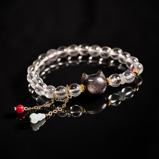 TaoVella Obsidian and White Crystal Guardian Bracelet
