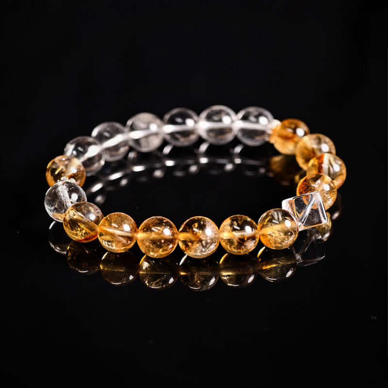 TaoVella White Crystal & Citrine Protection Bracelet for Wealth and Spiritual Clarity - Spiritual Jewelry for Wealth, Protection & Healing | TaoVella