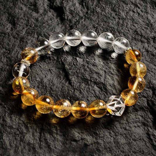 TaoVella White Crystal & Citrine Protection Bracelet for Wealth & Clarity