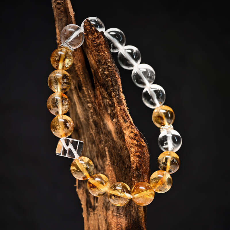 TaoVella White Crystal & Citrine Protection Bracelet for Wealth and Spiritual Clarity - Spiritual Jewelry for Wealth, Protection & Healing | TaoVella