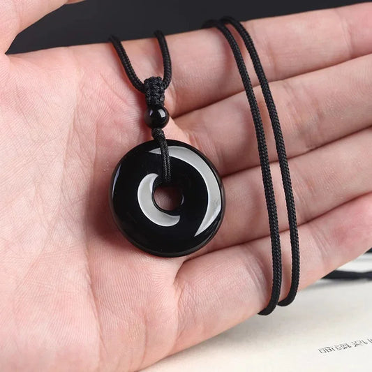 TaoVella Natural Obsidian Guardian & Good Luck Necklace - TaoVella