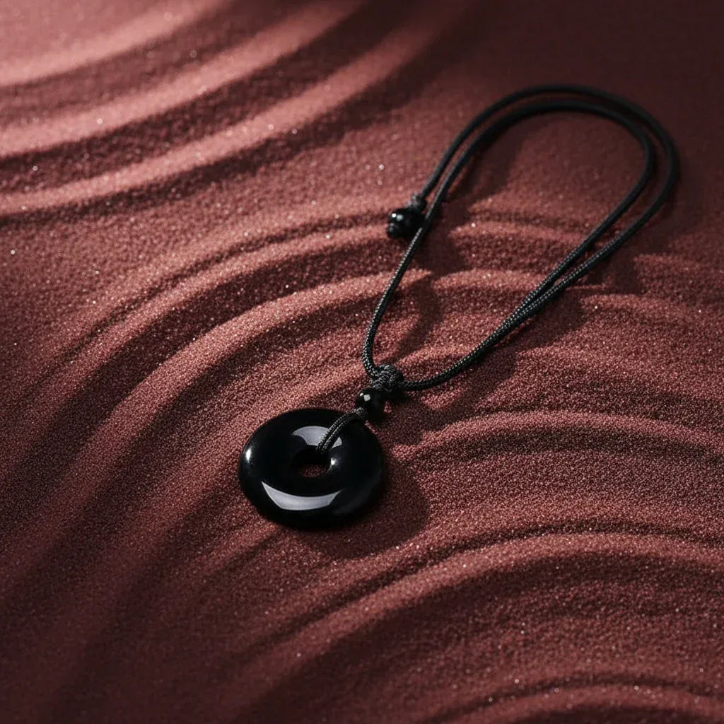 TaoVella Yin Yang Natural Obsidian Guardian & Good Luck Necklace - TaoVella