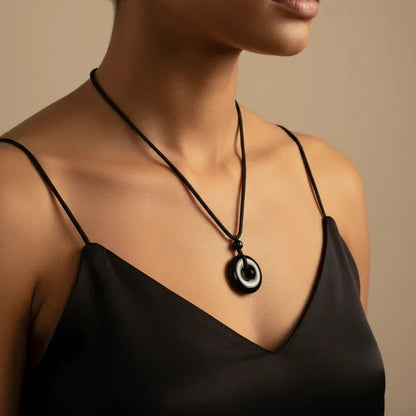 TaoVella Yin Yang Natural Obsidian Guardian & Good Luck Necklace - TaoVella