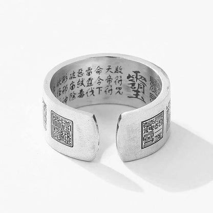 TaoVella 925 Silver Taoist Golden Light Mantra Spiritual Healing Protection Ring (Adjustable) - TaoVella