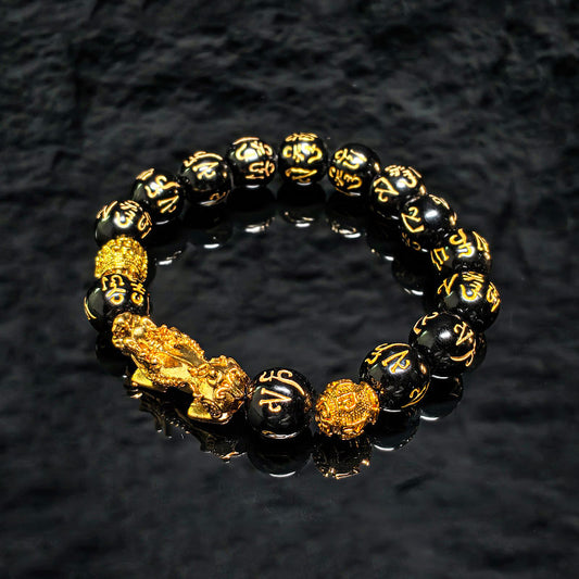 Taovella Wealth Messenger - Feng Shui Pixiu Black Obsidian Wealth Protection Bracelet
