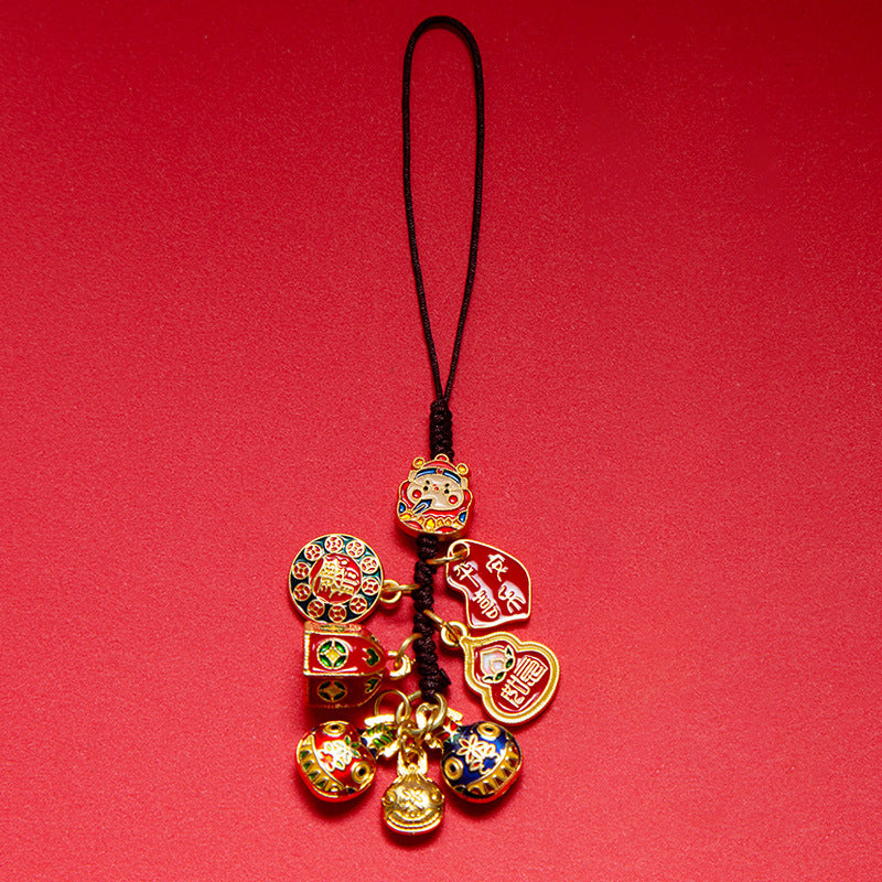TaoVella Eastern God of Wealth Blessing Bag Keychain for Career, Peace, and Prosperity - TaoVella