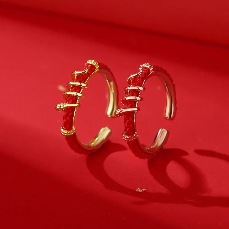 TaoVella Year of the Snake ring – 14K Gold-Tone Red Cord Lucky Ring (Adjustable) - TaoVella